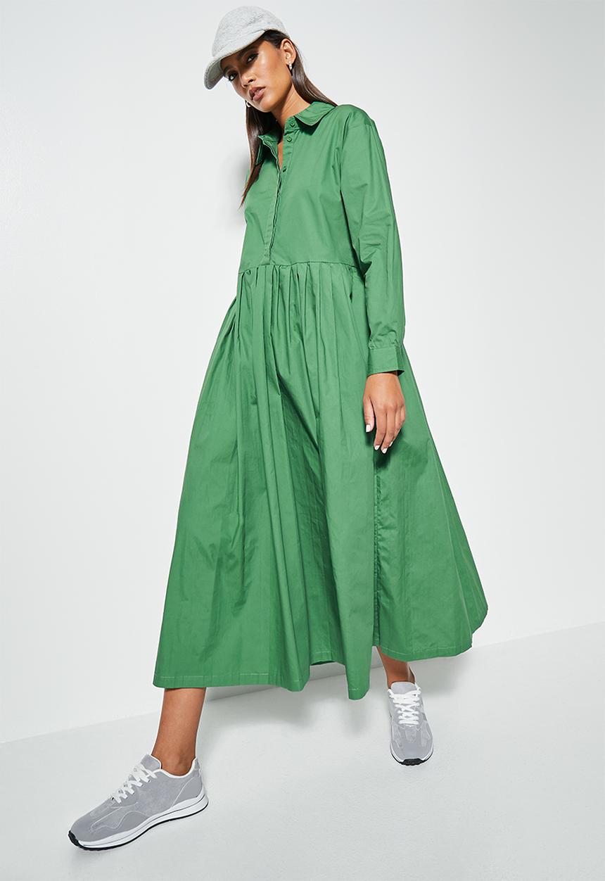 Superbalist - Pleated shirt dress - bottle green