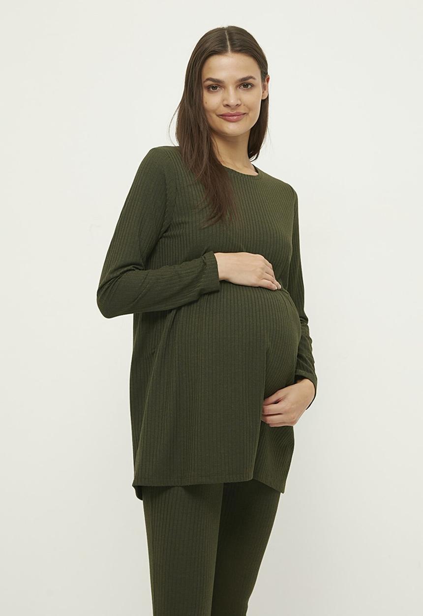 Trendyol - Knitted maternity blouse - khaki