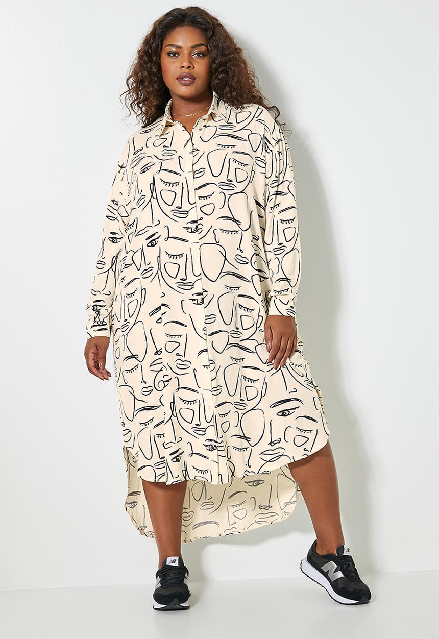 Superbalist - Soft shirt dress - ecru abstract