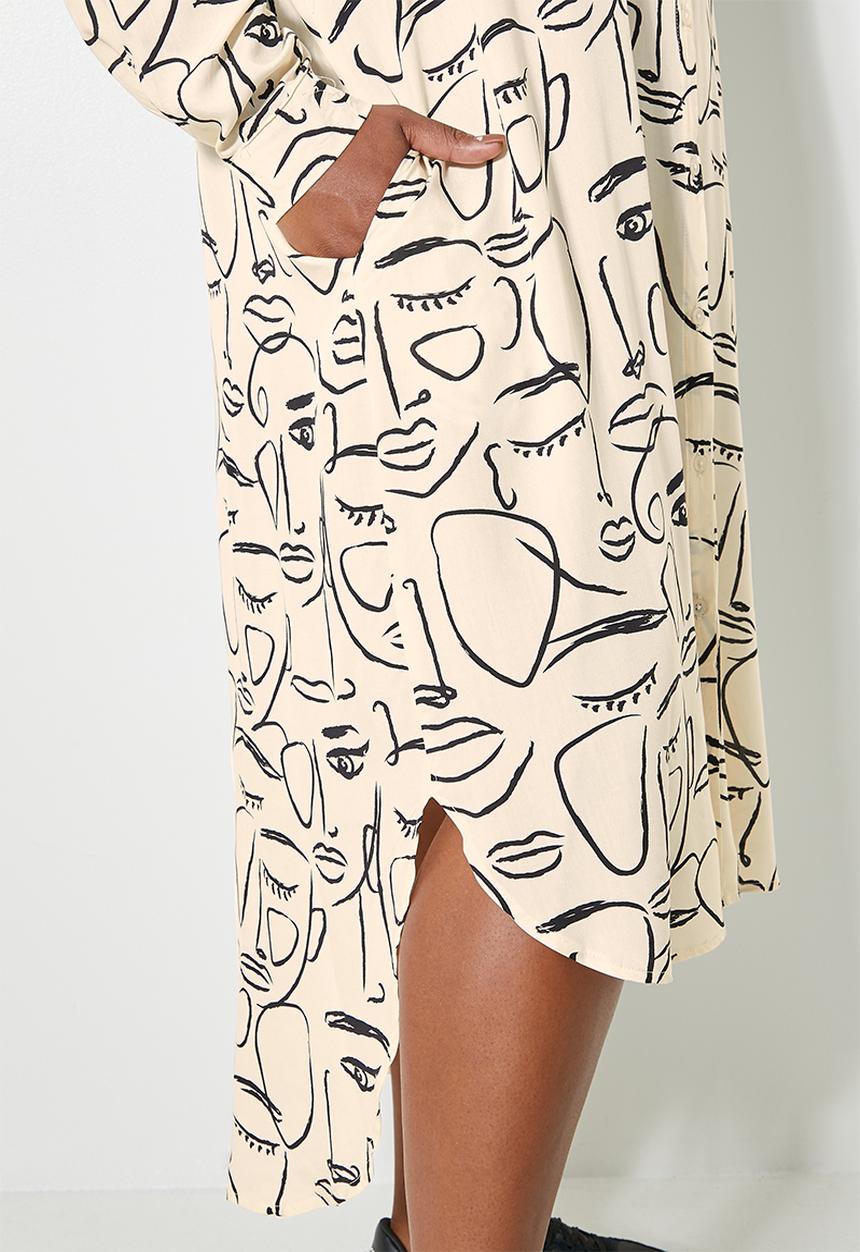 Superbalist - Soft shirt dress - ecru abstract