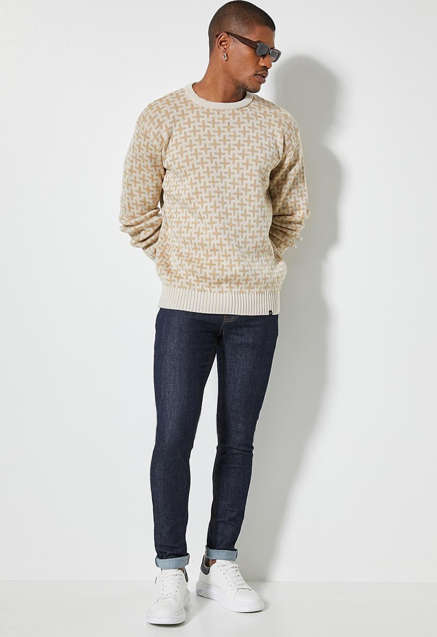 Superbalist - Crosses pattern crew knit -  neutral 