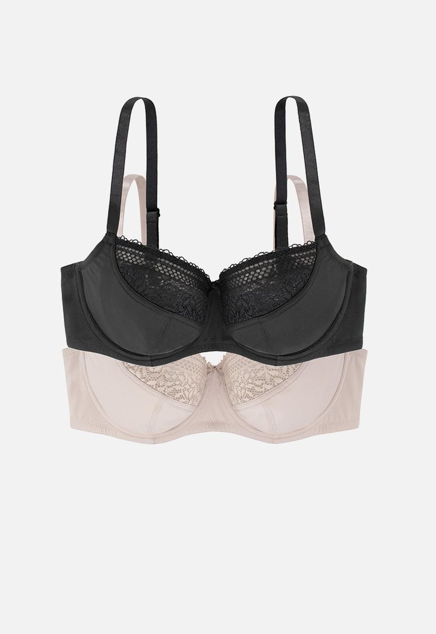 DORINA - Savanna 2 pack non padded bra - black & beige