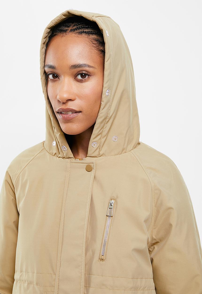 dailyfriday - Fur trim parka - stone