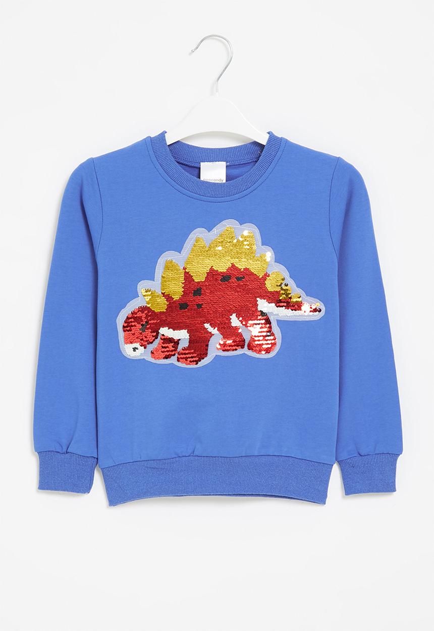 Pop Candy - Boys dino crew with sequin detail - blue