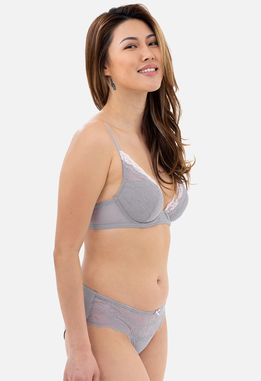 DORINA - Venus 2 pack light padded plunge bra - grey & pink