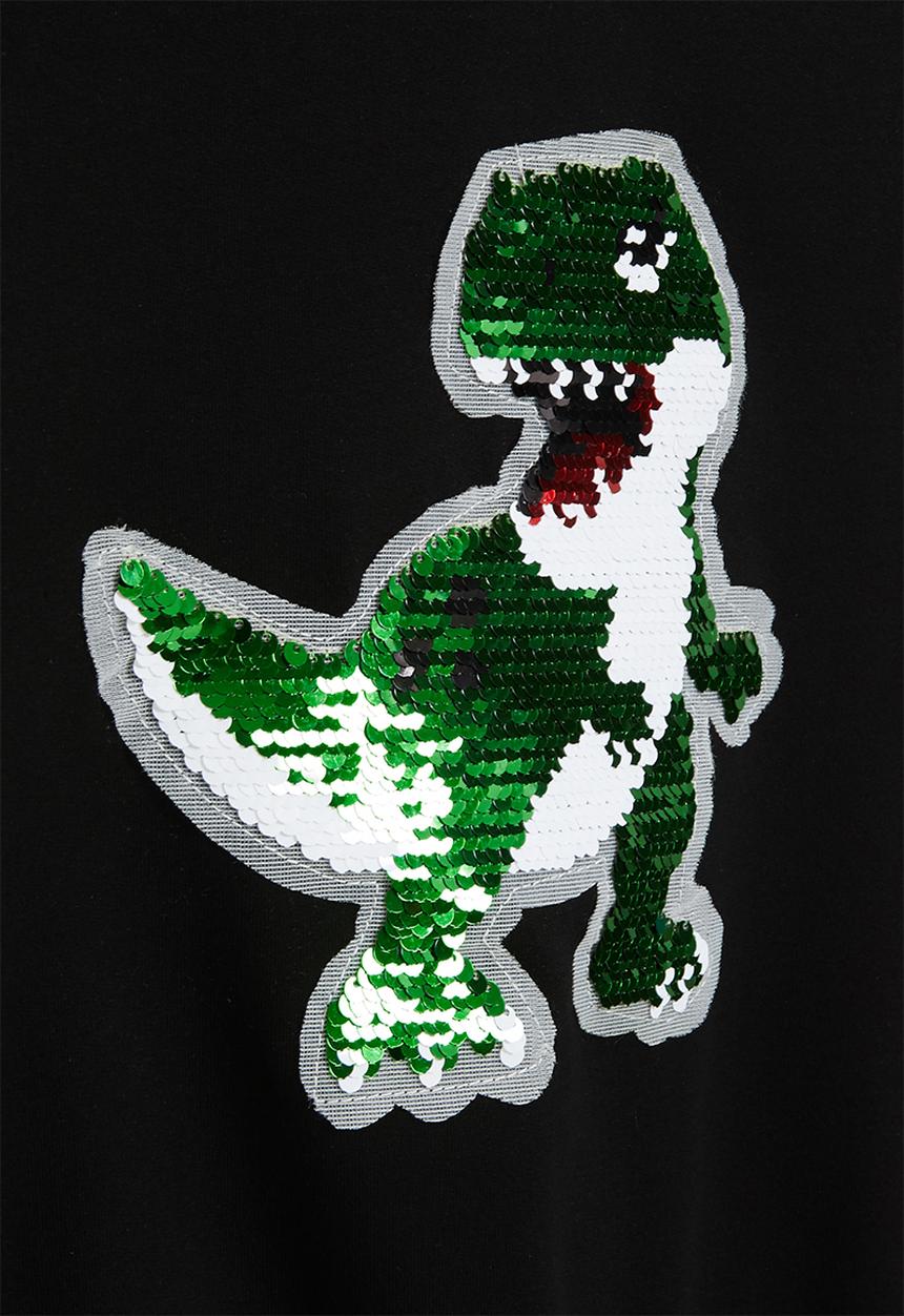Pop Candy - Boys dino crew with sequin detail - black
