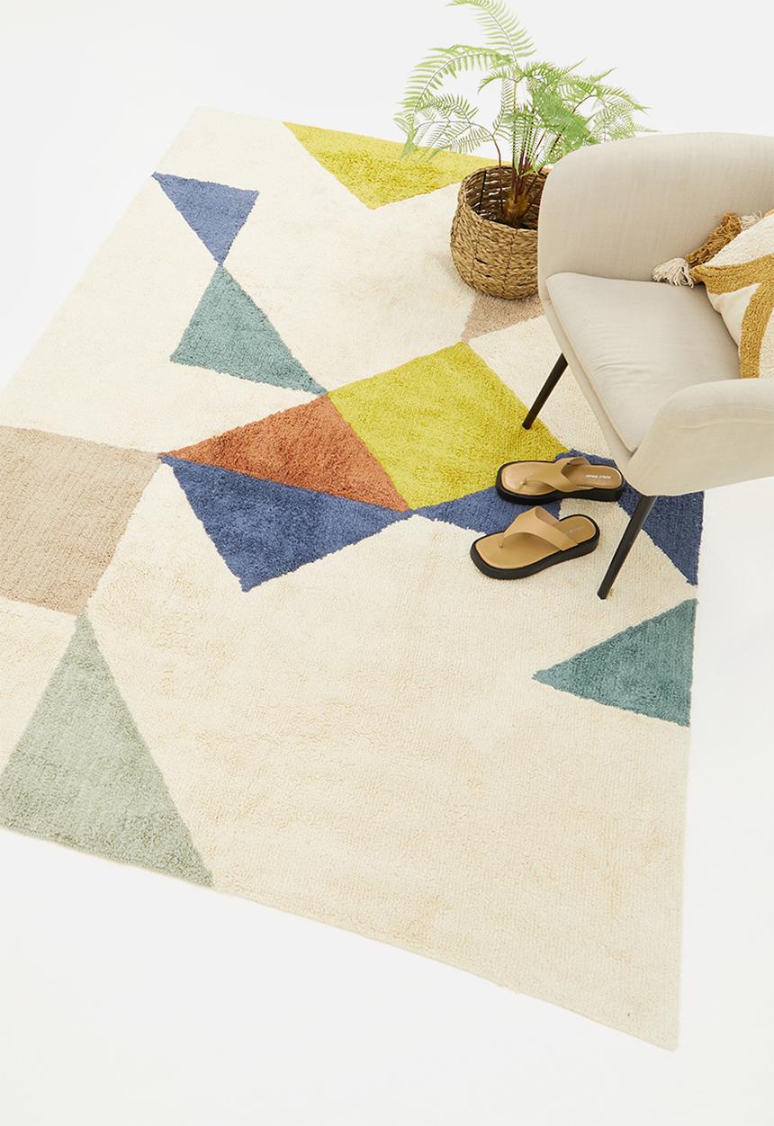 Sixth Floor - Colour block tufted rug - multi