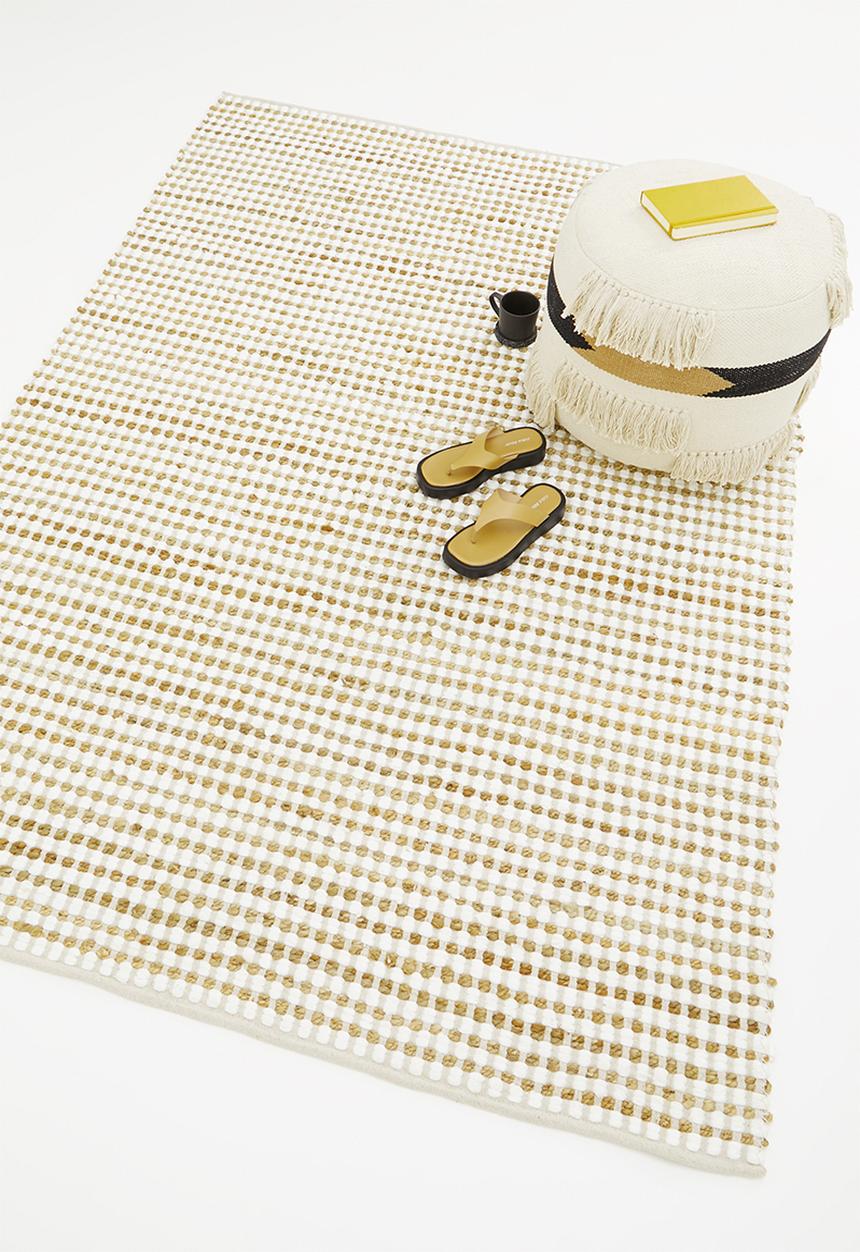 Sixth Floor - Jute & cotton chindi rug - natural/white