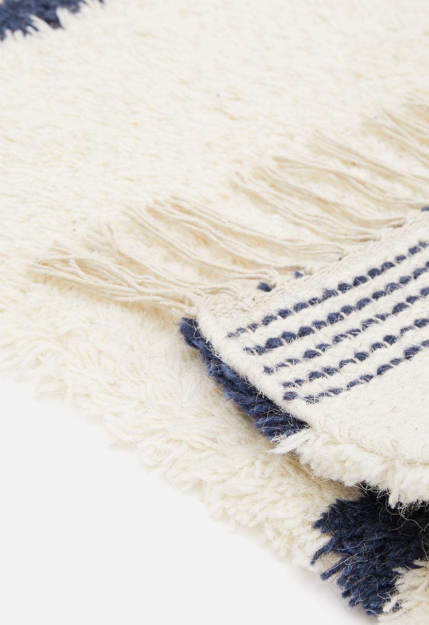 Sixth Floor - Lines wool runner - blue & off white 