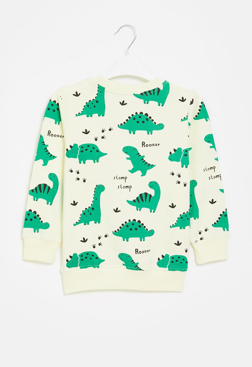 Pop Candy - Dino printed sweat top - milk & green 