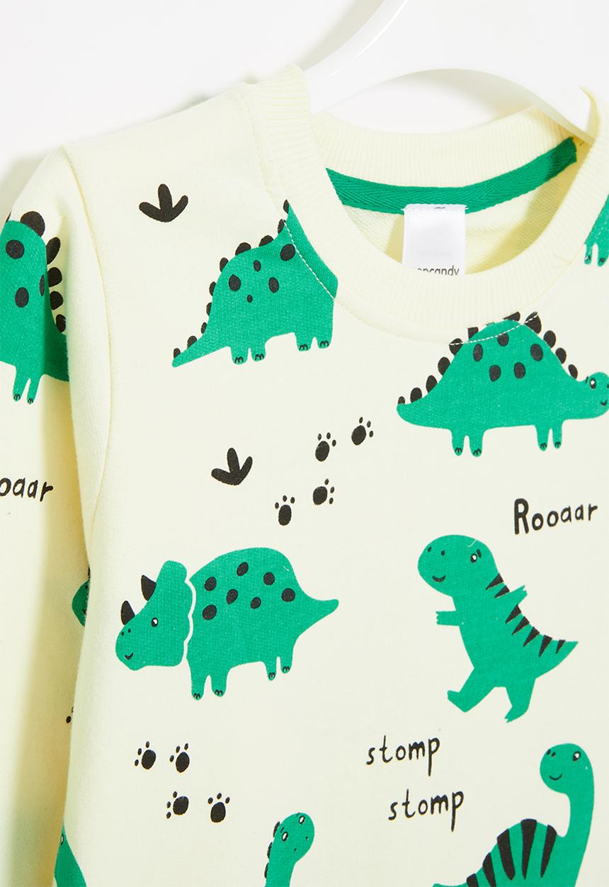 Pop Candy - Dino printed sweat top - milk & green 