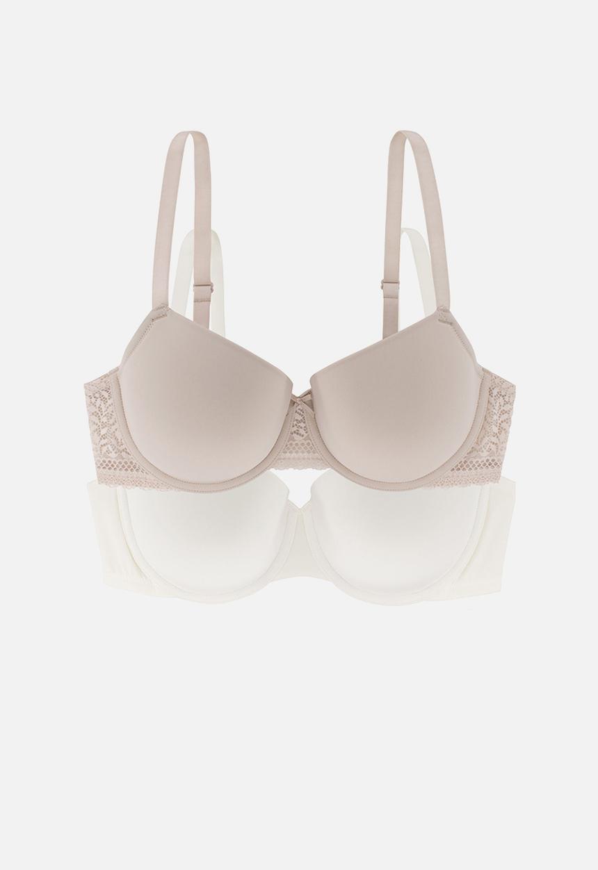 DORINA - Meeka 2 pack light padded demi bra - beige & ivory 