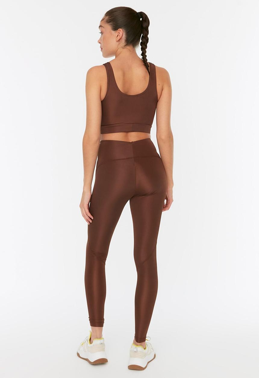 Trendyol - Stitch detailed sports leggings - brown