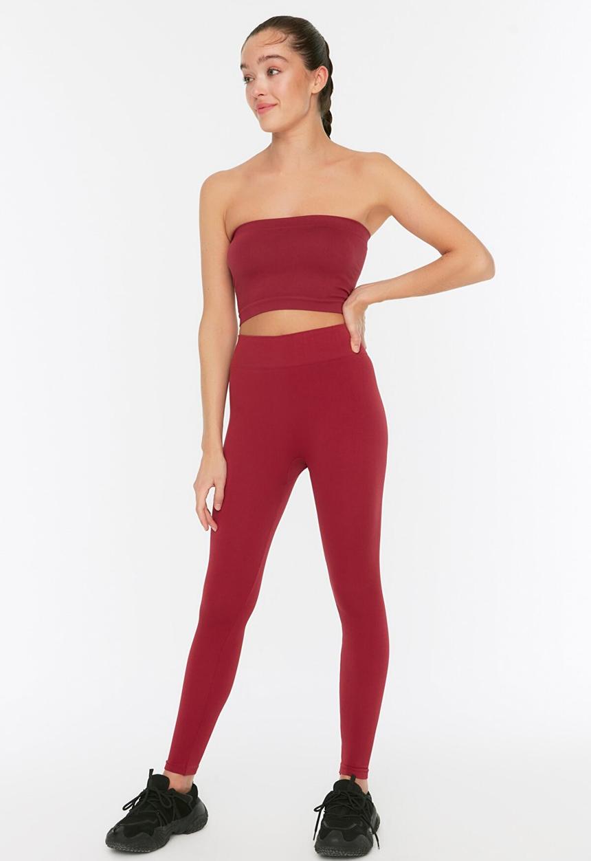 Trendyol - Seamless sport leggings - burgundy