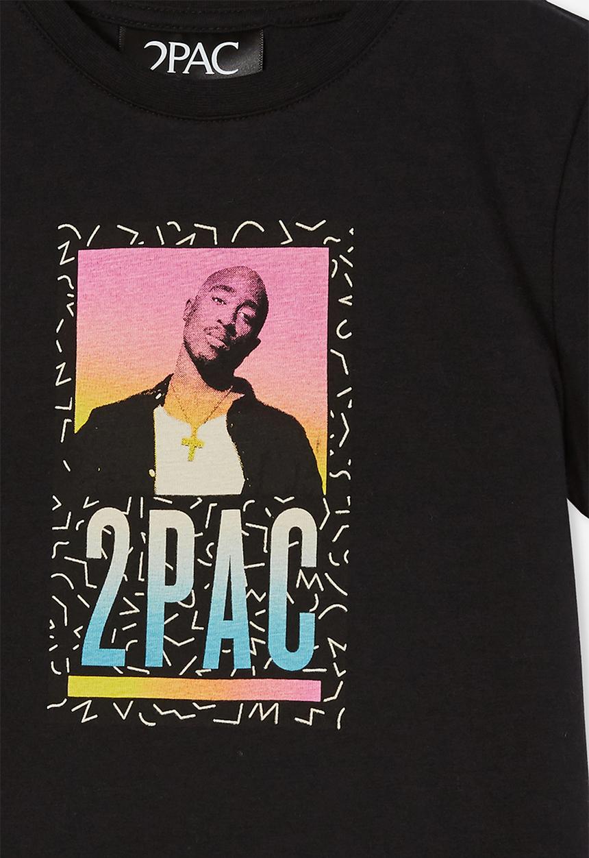 Cotton On - License short sleeve tee - lcn bra tupac retro & black