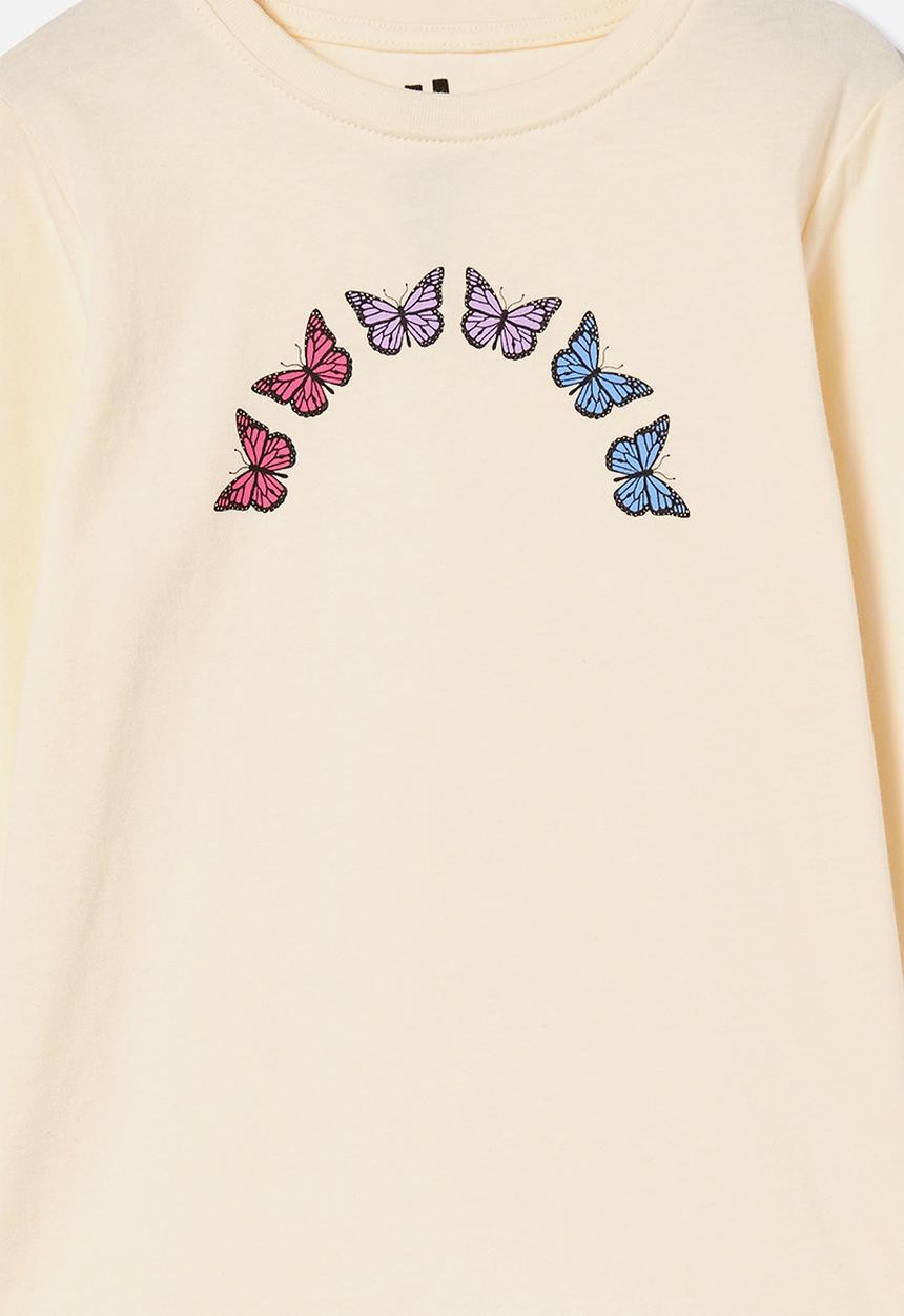 Cotton On - Penelope long sleeve tee - dark vanilla & butterfly rainbow