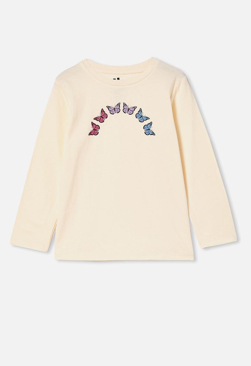 Cotton On - Penelope long sleeve tee - dark vanilla & butterfly rainbow