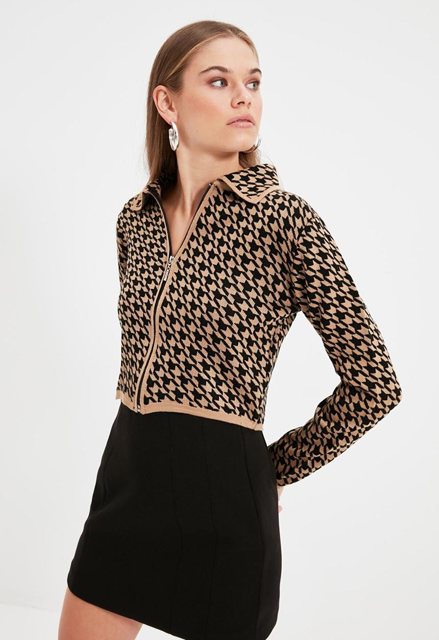 Trendyol - Collar detailed cardigan - camel