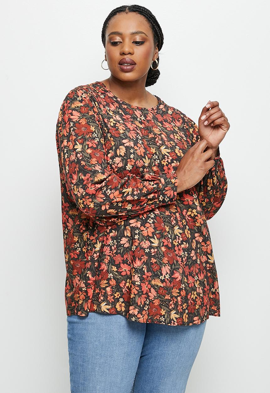 edit Plus - Oversized bellow sleeve shell top - multi 