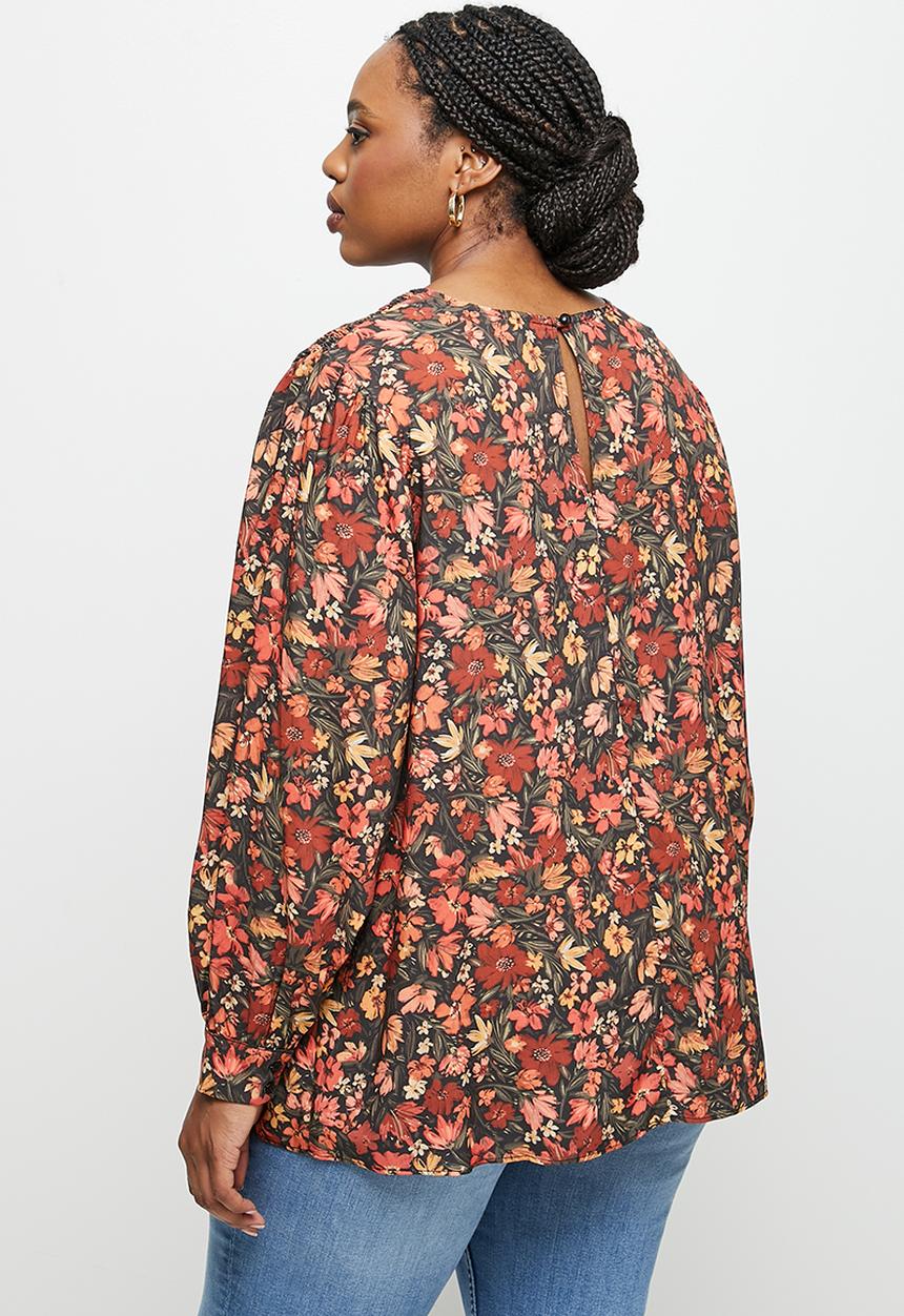 edit Plus - Oversized bellow sleeve shell top - multi 
