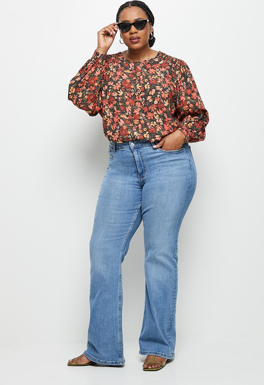 edit Plus - Oversized bellow sleeve shell top - multi 