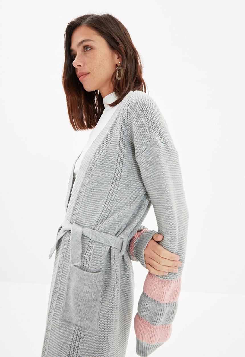 Trendyol - Sleeve detailed cardigan - grey