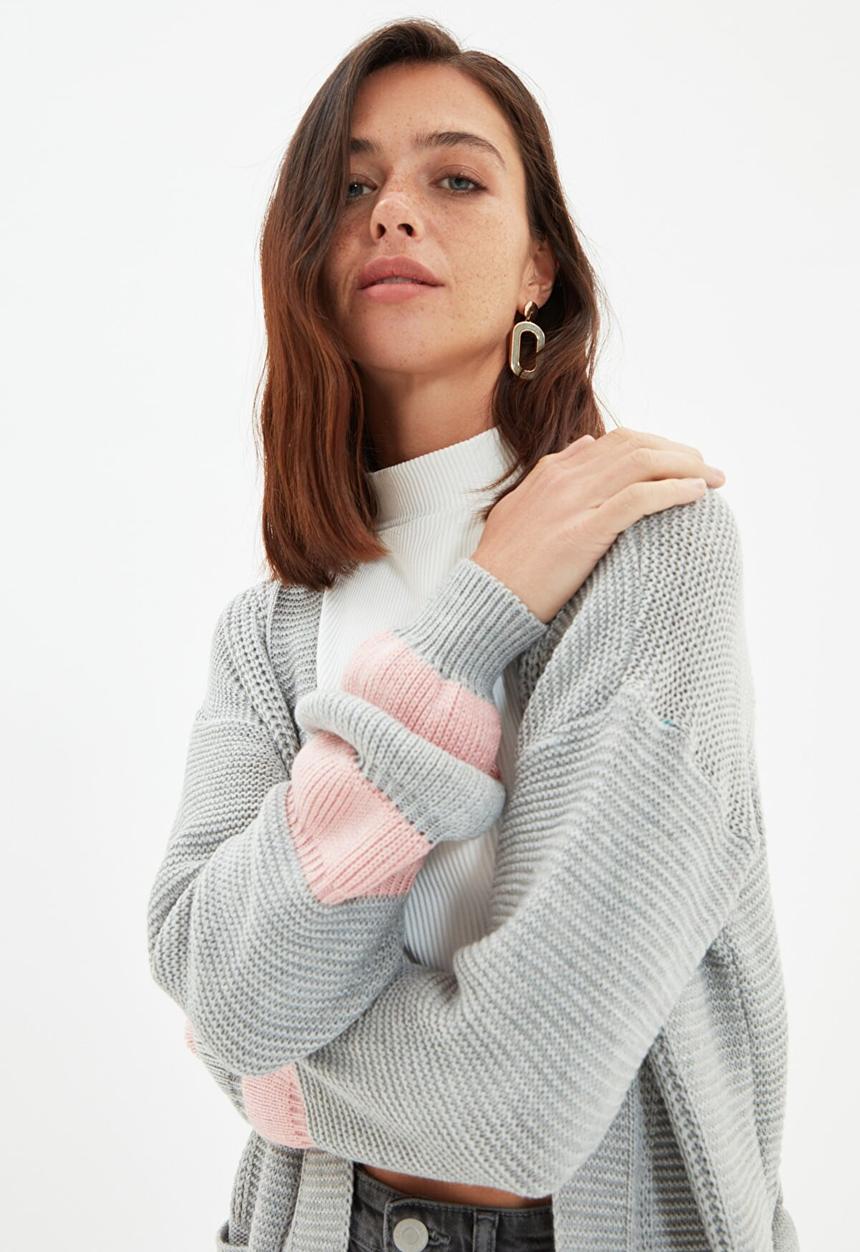 Trendyol - Sleeve detailed cardigan - grey