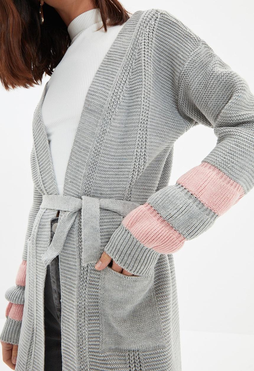 Trendyol - Sleeve detailed cardigan - grey