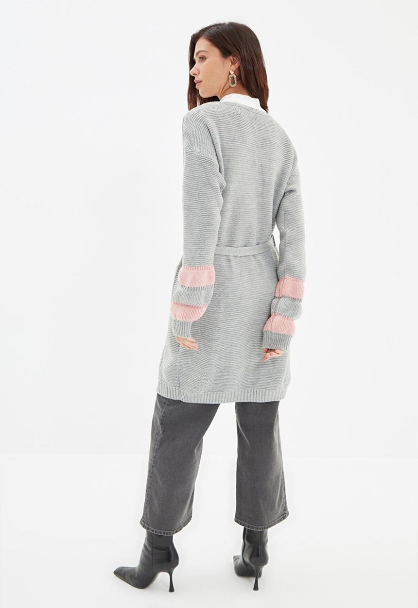 Trendyol - Sleeve detailed cardigan - grey