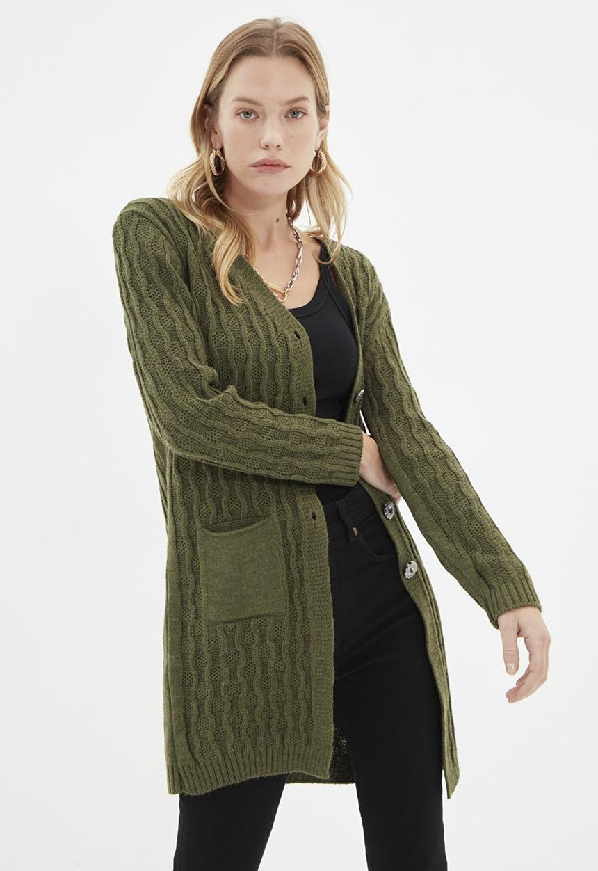 Trendyol - Pocket detailed cardigan - green