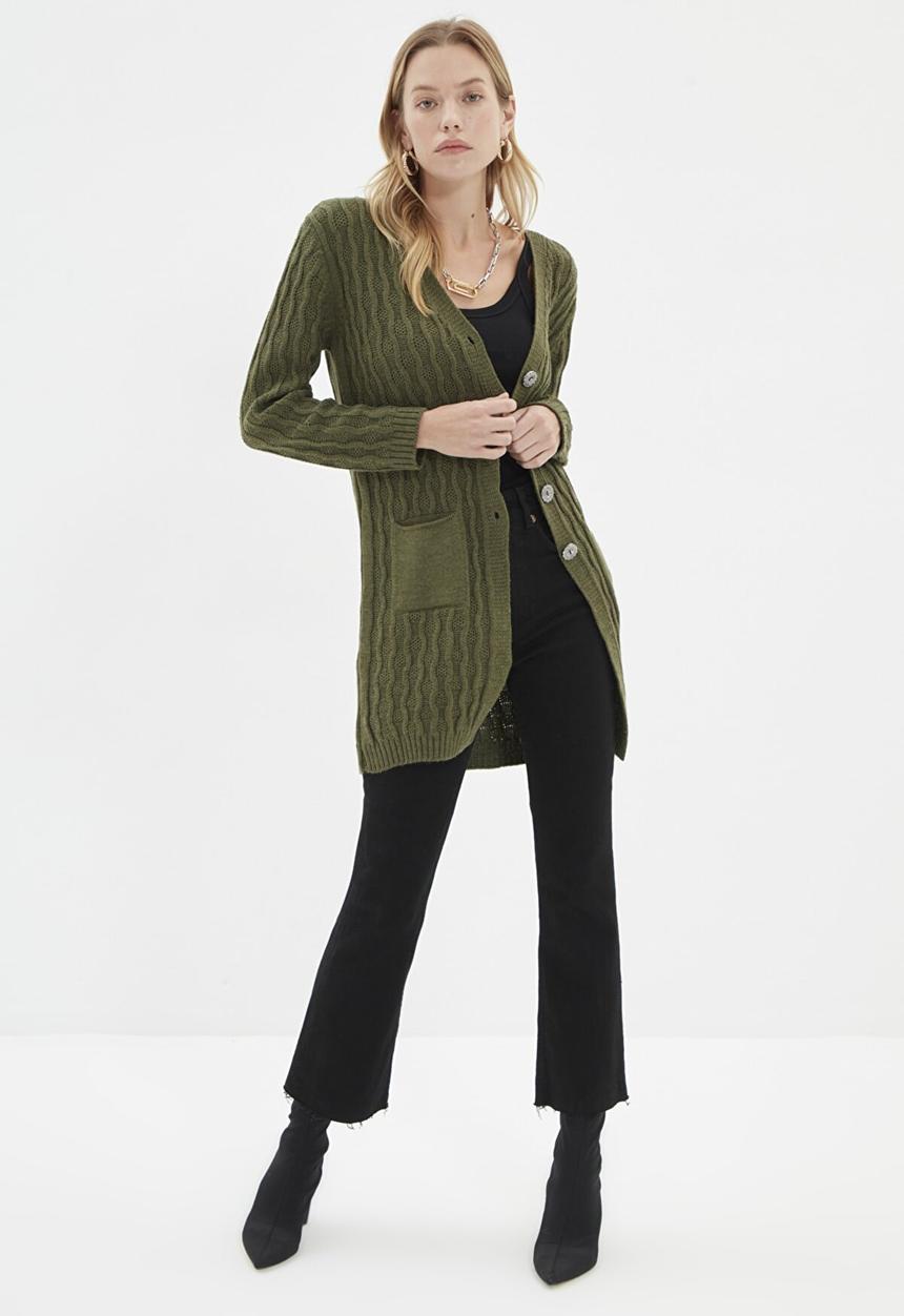 Trendyol - Pocket detailed cardigan - green