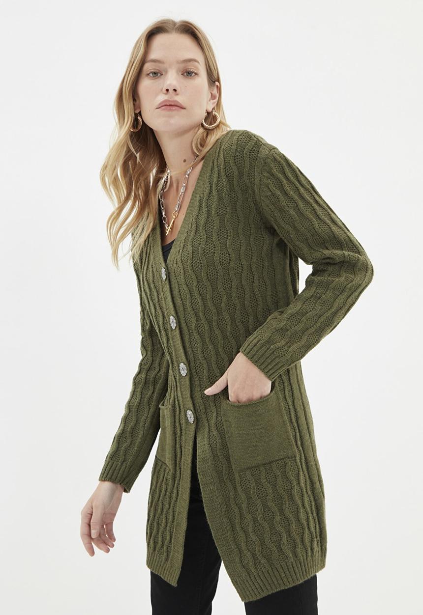 Trendyol - Pocket detailed cardigan - green
