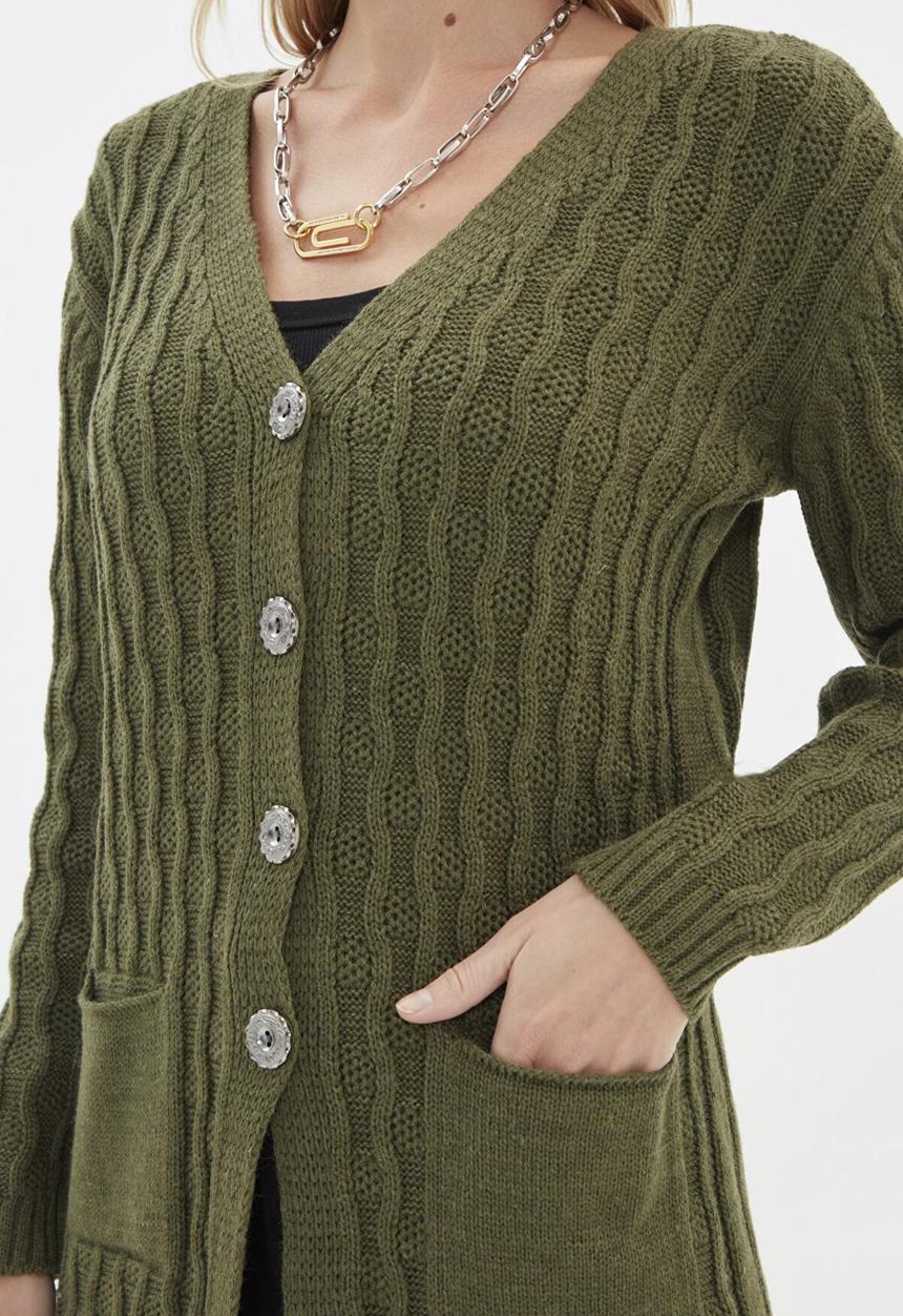 Trendyol - Pocket detailed cardigan - green