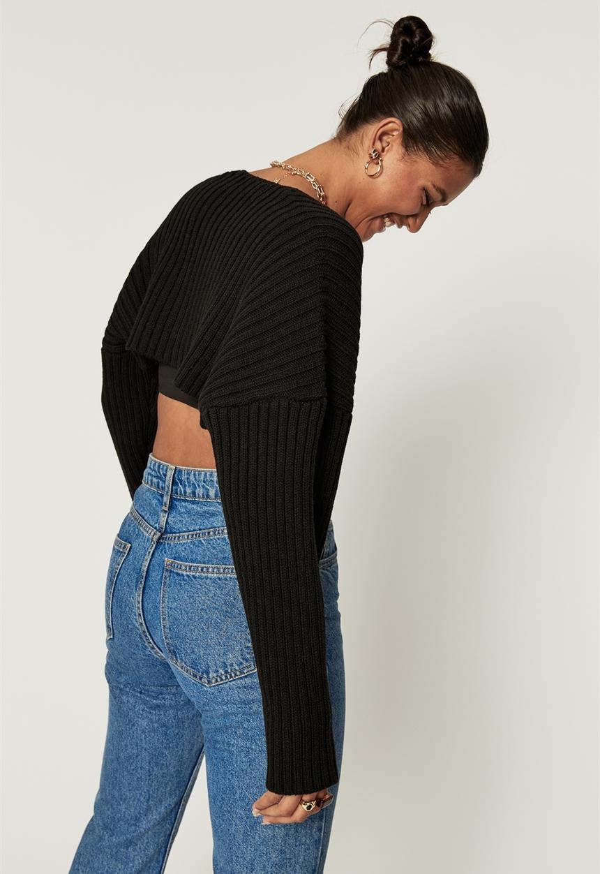 Supré  - Emma oversized knit shrug - black