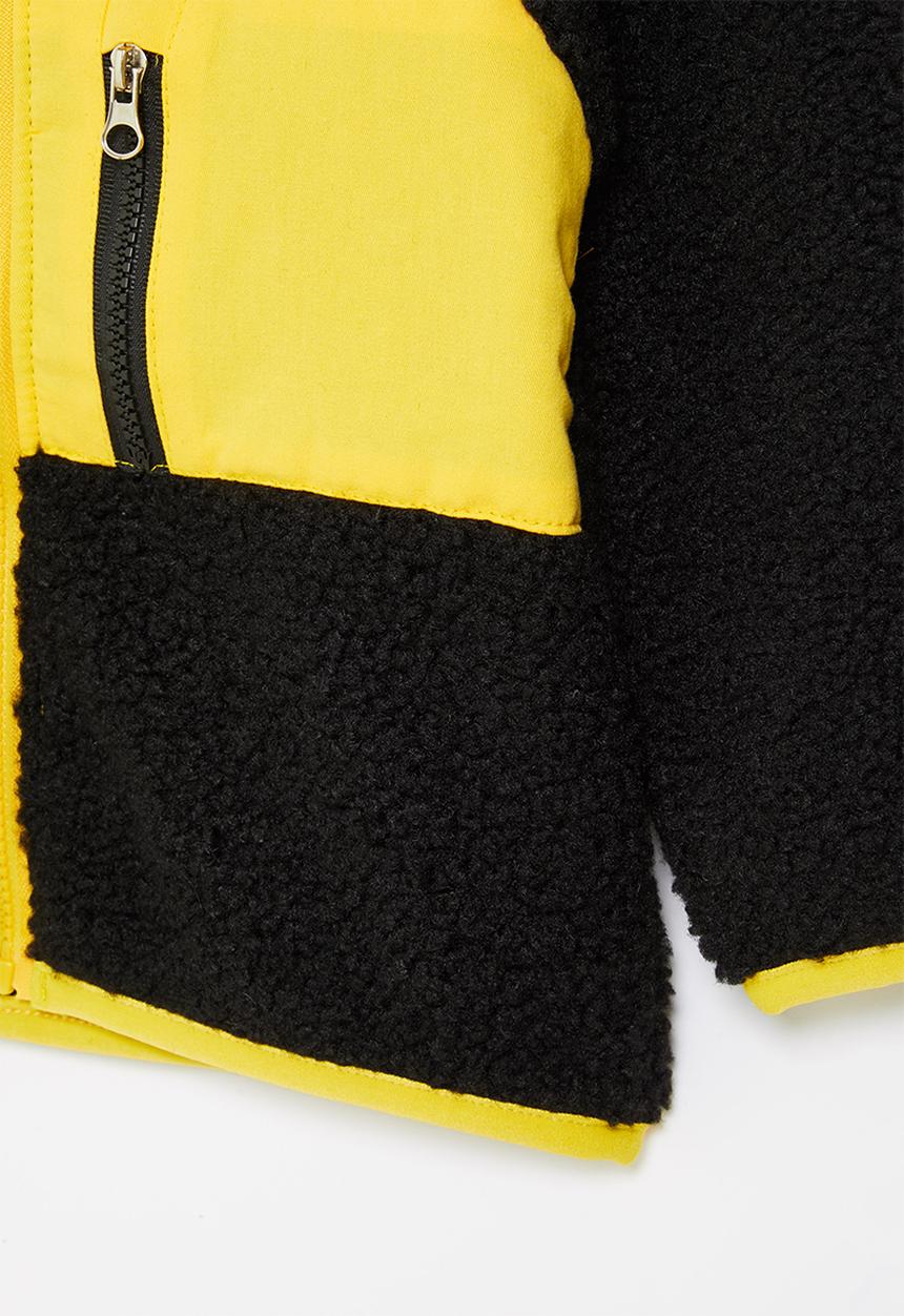 Pop Candy - Boys sherpa jacket - black & yellow 