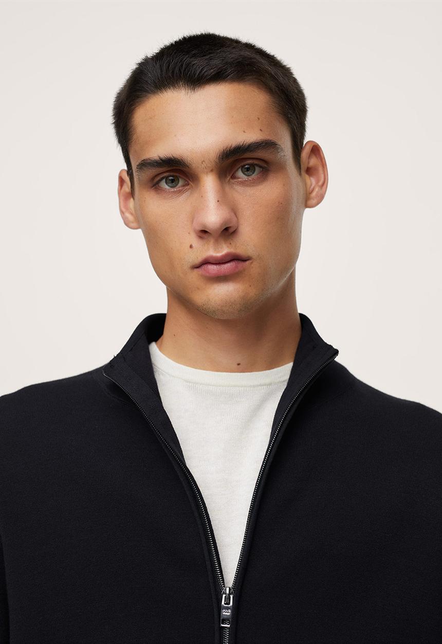 MANGO -  Zipped high collar Cardigan  luxusc - navy