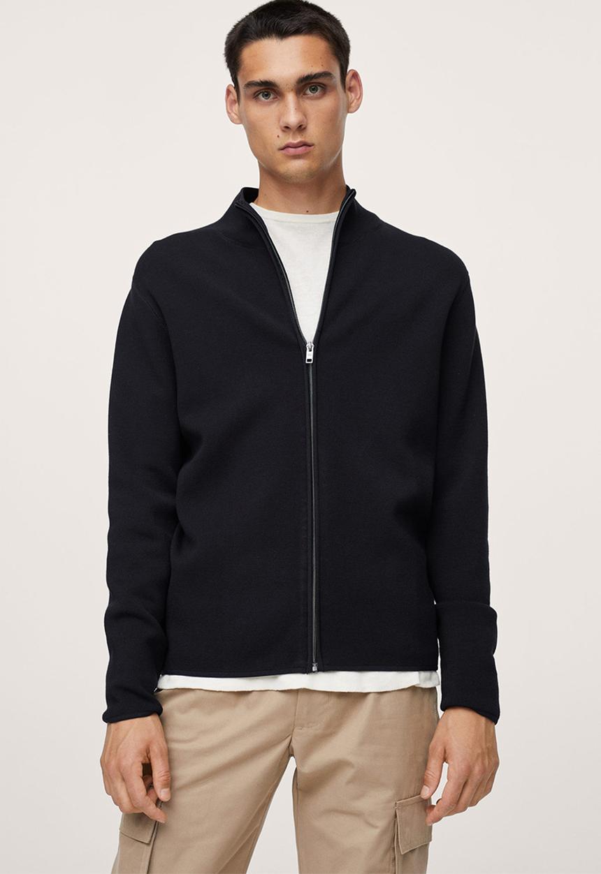 MANGO -  Zipped high collar Cardigan  luxusc - navy
