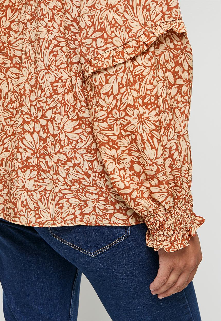 edit - Bellow sleeve blouse - rust ditsy