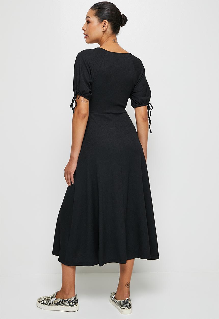 edit - Crinkle fit & flare dress - black