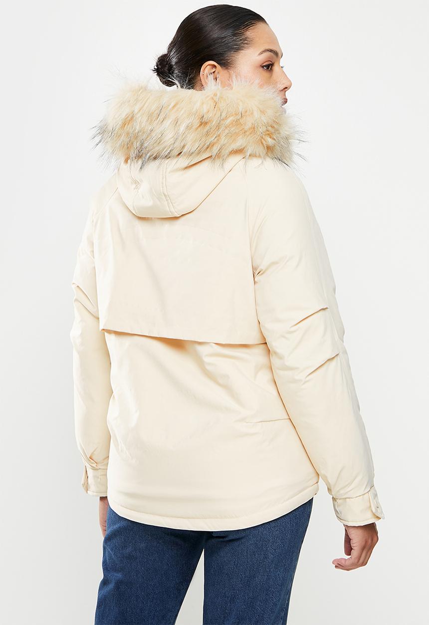 dailyfriday - Fur trim parka - off white