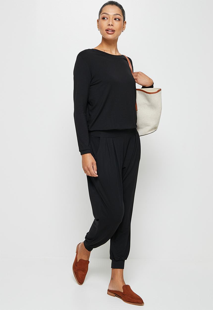 edit - Drop waist harem jumpsuit - black