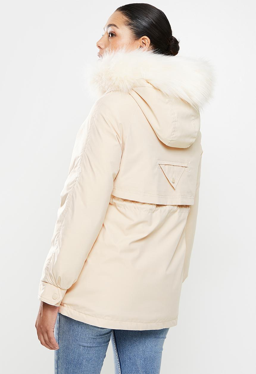 dailyfriday - Faux fur hooded parker - stone
