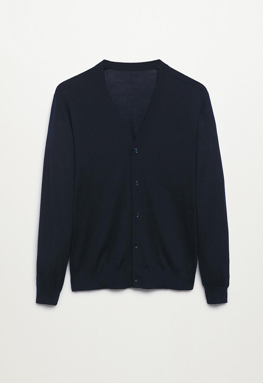 MANGO - 100% Merino Wool washable Cardigan Willyc - navy