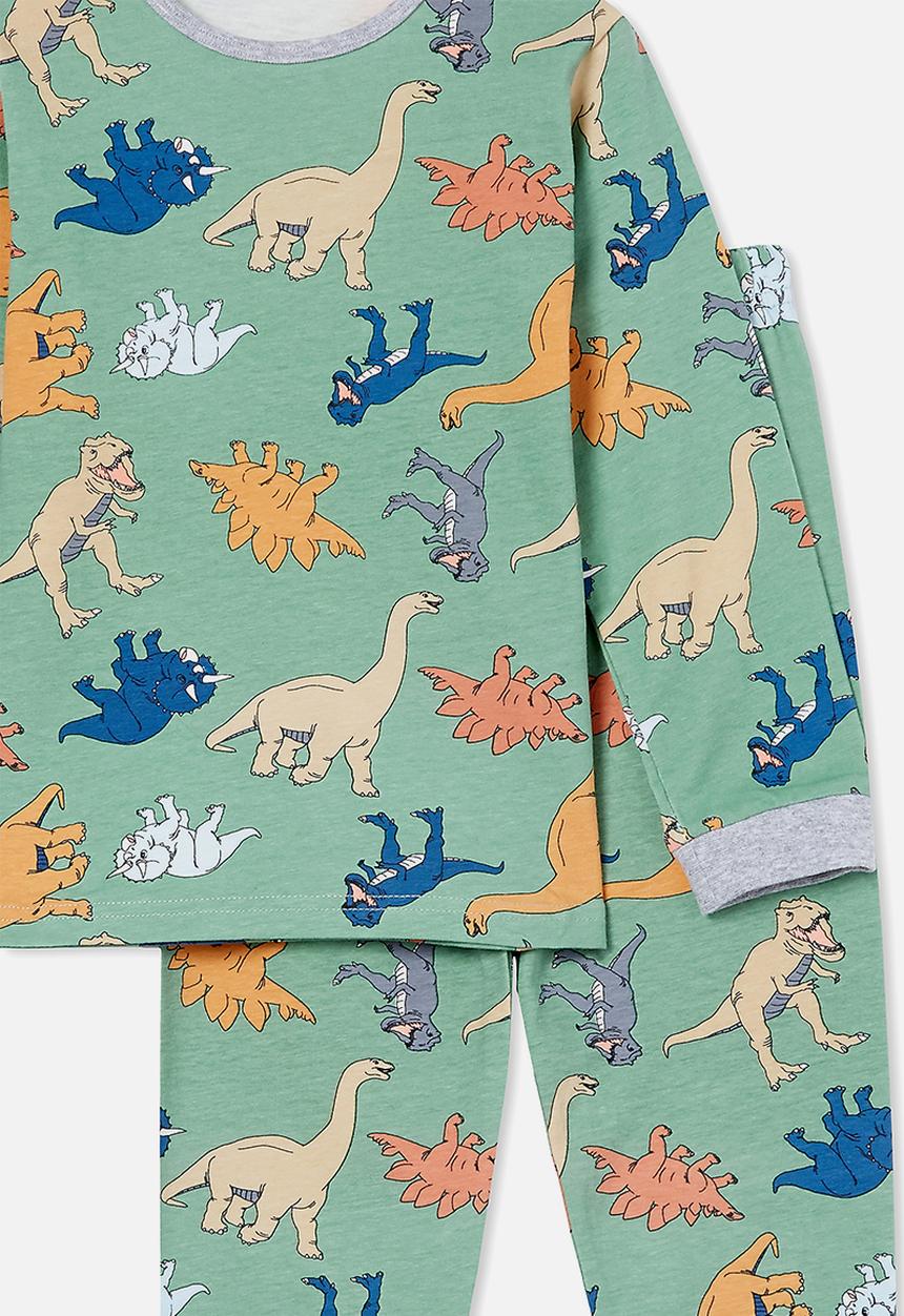 Cotton On - Orlando long sleeve pyjama set - smashed avo dino party