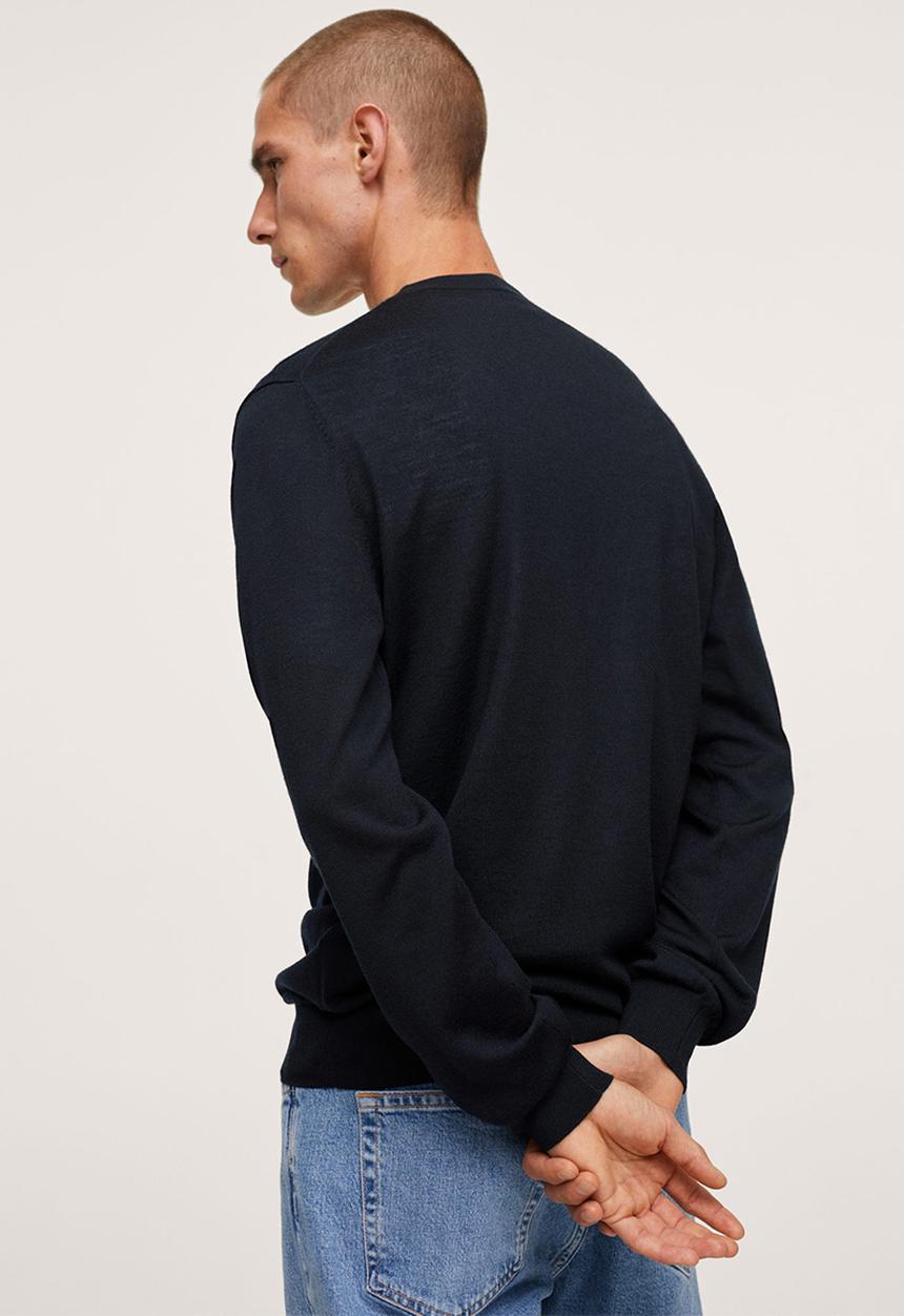 MANGO - 100% Merino Wool washable Cardigan Willyc - navy