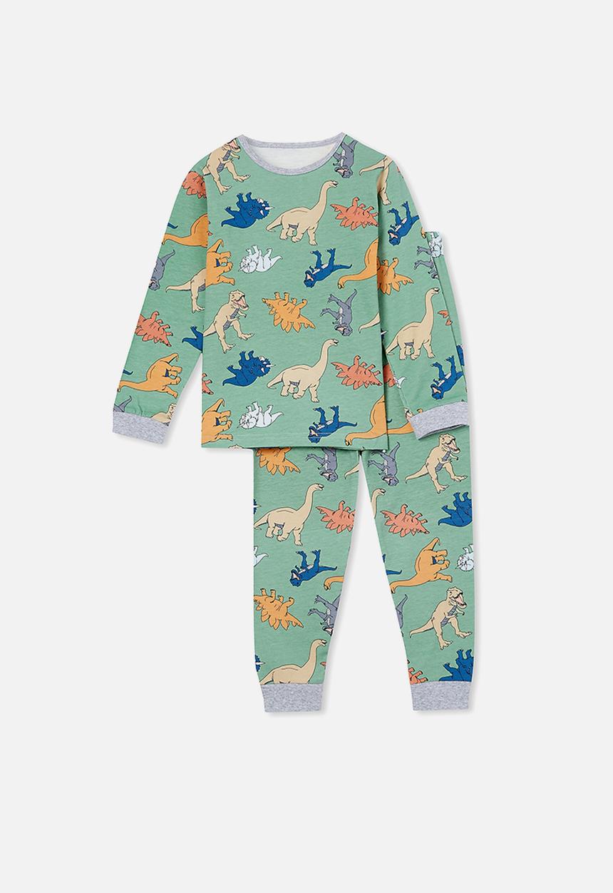 Cotton On - Orlando long sleeve pyjama set - smashed avo dino party