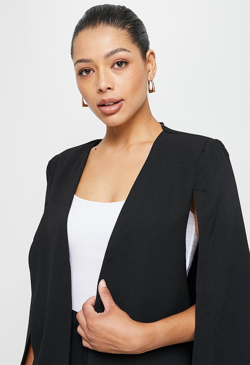 edit - Suit cape jacket - black