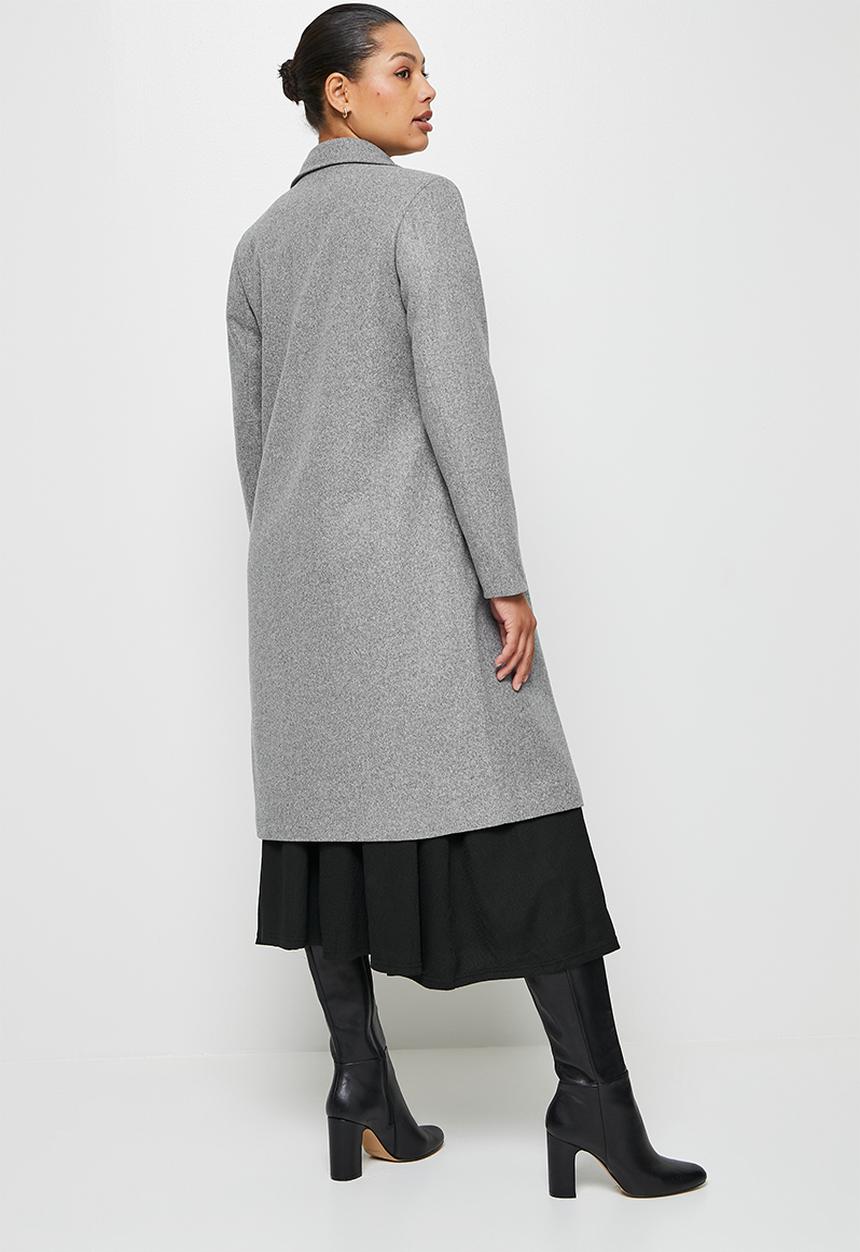 edit - Long melton biker coat - grey melange