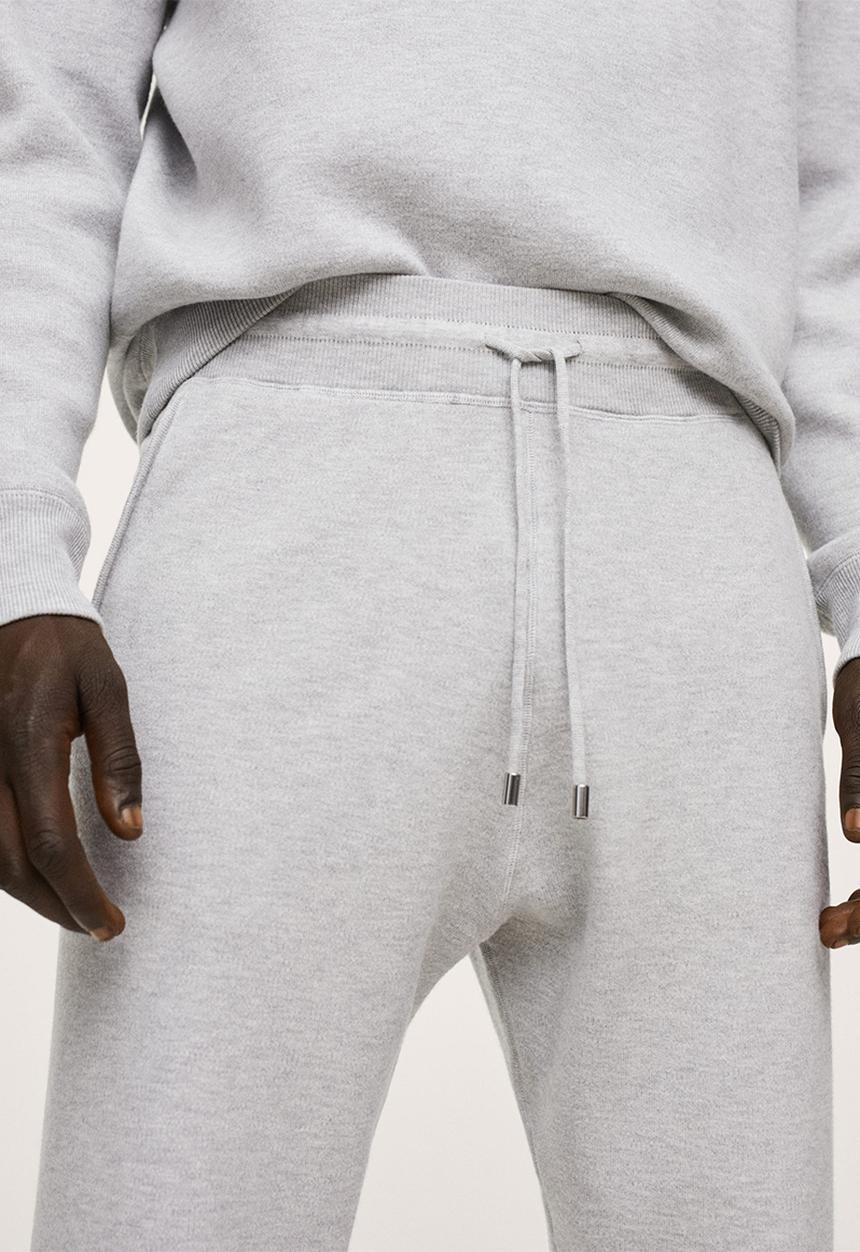 MANGO - Weekendj Textured knit Joggers  - pastel grey
