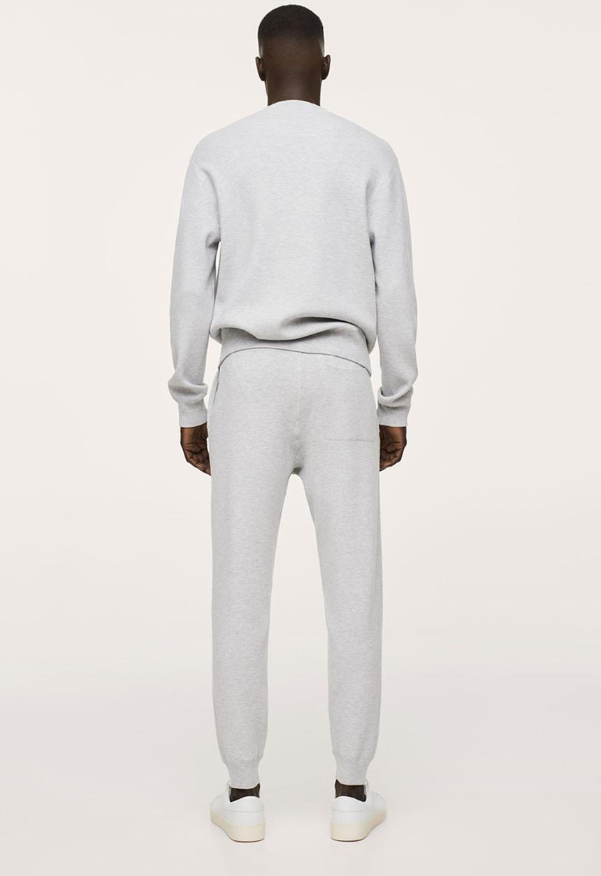 MANGO - Weekendj Textured knit Joggers  - pastel grey